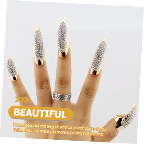 Bagues à ongles en alliage vintage punk gothique or par lot de 10 pièces - 3