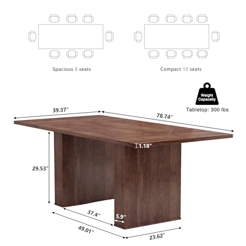image for weselon 78 Inch Dining Table for 6 8 10, Modern Farmhouse Rectangular 