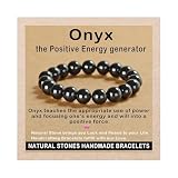 AD Beads Handmade Gemstone Stretch Elastic Bracelet Crystal Healing Reiki Nature's Beauty and Spiritual Essence Unisex (10mm, Black Onyx)
