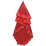 Paket: 1 X Schleier JUNGEN Spitze Brautschleier Kleid Braut Hochzeitsdekoration Zubehör 150cm, Rot (Rot-150cm)