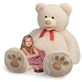 HollyHOME 5ft Giant Teddy Bear Stuffed Animal Huge Teddy Bear Plush with Big Footprints Valentines Gift 5 Feet Beige