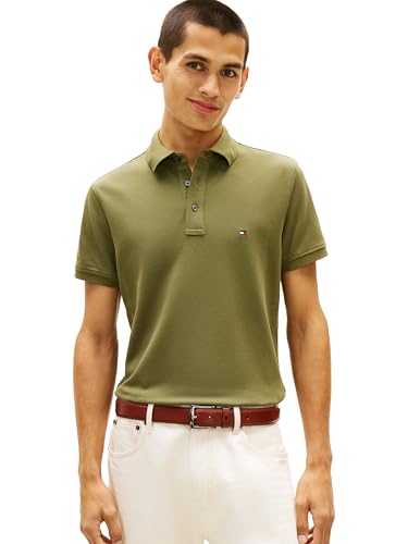 Image of Tommy Hilfiger Men's Short Sleeve Polo Shirts in Slim Fit with Stretch and Organic Pique Cotton