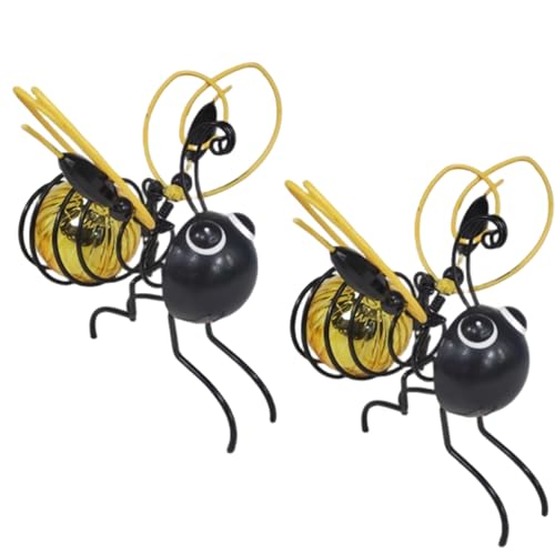 2Pcs Solar Bee Lights Outdoor, Hanging Solar Bee Lights Simulation Waterproof Animal Statue Lamps for Party Festivals Garden Decor Birthday Gifts