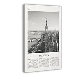 NEOHI Zaragoza - Lienzo moderno con paisaje de viaje en blanco y negro, Aragón, Zaragoza, España, ciudad, ciudad, paisaje, moderno, impresiones artísticas, pinturas para sala de estar, dormitorio