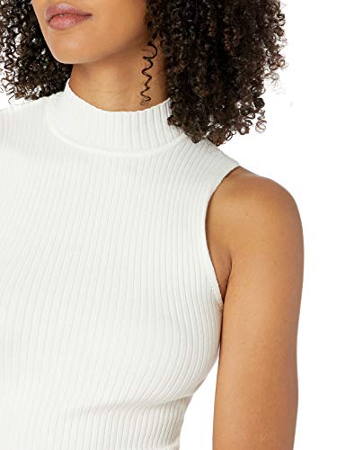 The Drop Women's Karolina Sleeveless Mock Neck Rib Sweater , Ivory, S #TOP3