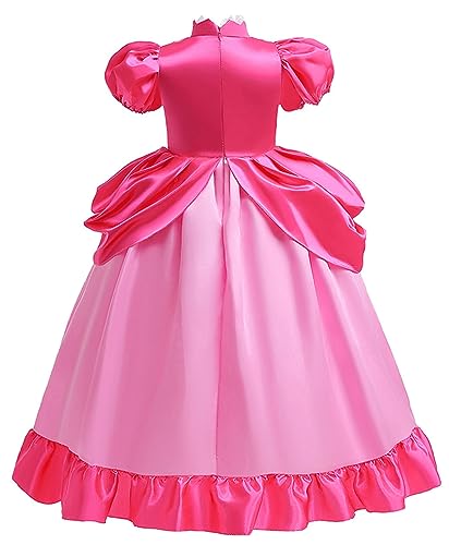 Konliyu Kids Pretend Play Dresses Princess Peach Costume Cosplay Fancy Party Halloween Dress #TOP2