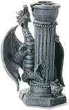 Matière : résine Bougeoir Gothique Figurine Dragon sur Colonne