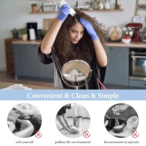 Pumwoy Kit de frasco aplicador de pente de raiz, pacote com 4 frascos de tinta de cabelo de 170 g +