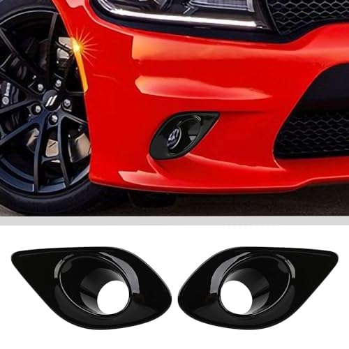 JWWY Front Foglights Protection Cover Trim Compatible with 2015-2024+ Dodge Charger Exterior Accessories ABS 2pcs Black by JWWY - Used condition - US$19.45