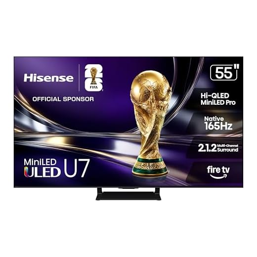 Hisense 55" U7 Mini-LED ULED 4K UHD Best Premium Gaming HDR Smart Fire TV (55U7SF, 2026 New) - Hi-QLED, Native 165Hz, VRR 330, Dolby Vision IQ · Atmos, IMAX Enhanced, Anti-Reflection, 2.1.2 Ch, Alexa+