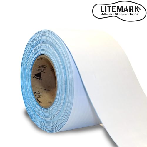 Image of LiteMark Duramark EC700 Floor Marking Tape for Concrete and Pavement | Industrial Marking Tape for Warehouses | Long-Lasting | High Durability (White), 4 Inch X 18 Feet
