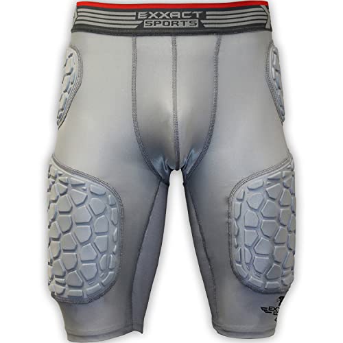 Exxact Sports Elite 5-Pad Adult Football Girdle For Men - Padded Compression Shorts, Mens Girdle Football With Cup Pocket (Adult X-Large, Gray) #TOP4