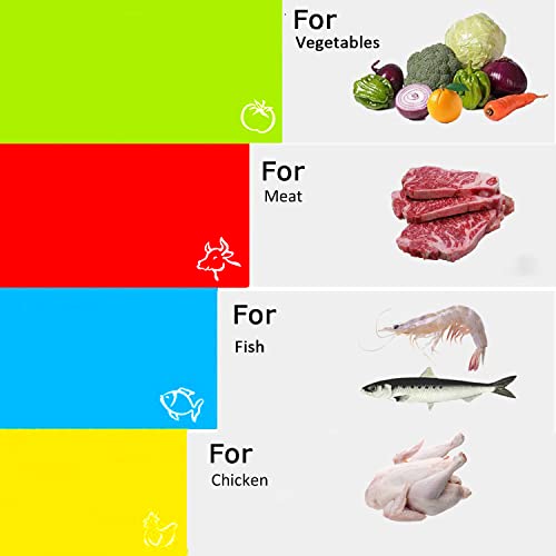 Kimmoker Flexible Cutting Boards Set, Cutting Board Mats For Cooking, Colored Cutting Board Set With Easy-Grip Handles, Flexible Plastic Cutting Sheet Set Of 4 (1) #TOP4