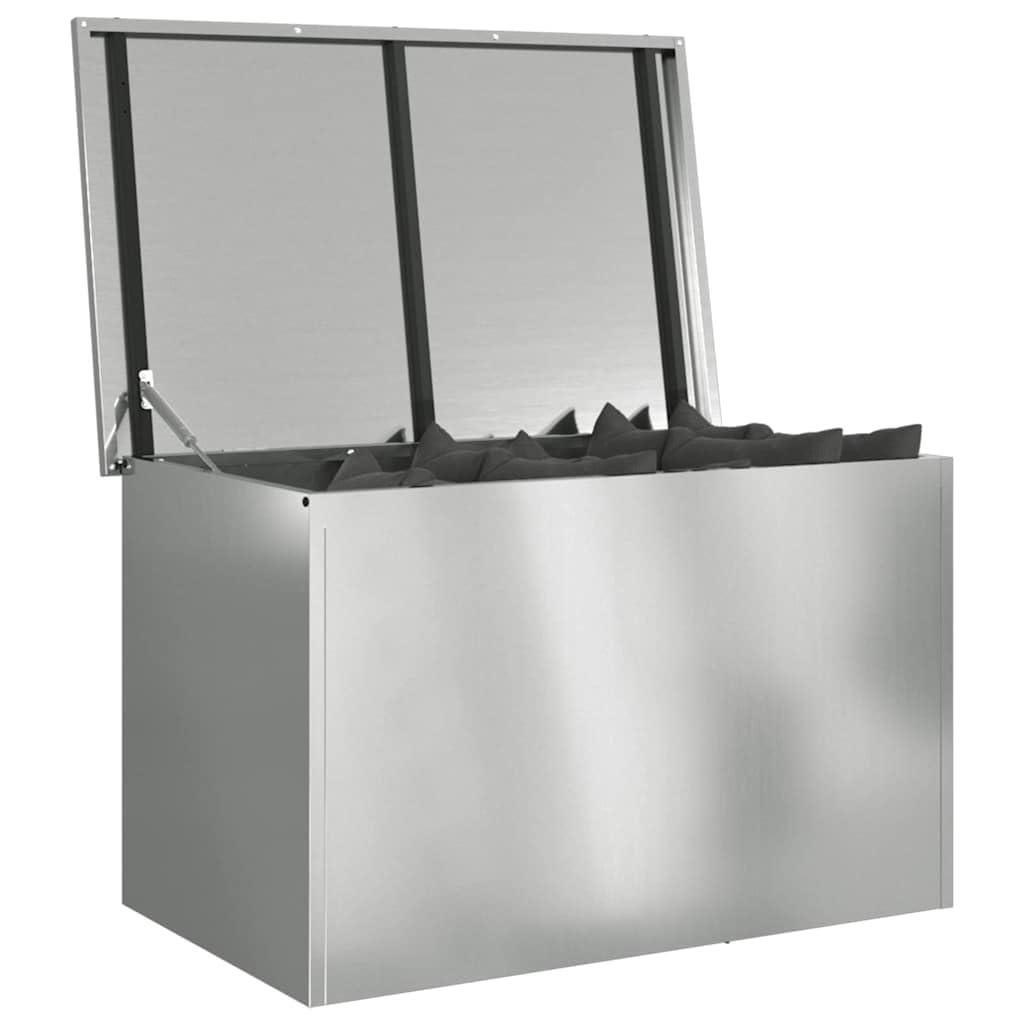 Contenitore esterno argento 80 x 50,5 x 50 cm, in acciaio zincato, resistente alle intemperie, per giardino, terrazza, organizzazione all'aperto, 14,1 kg