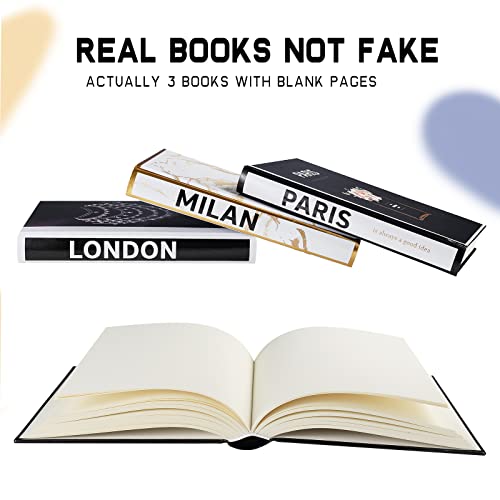 Decorative Books For Home Decor 3 Pieces Decorative Book For Home Decor, Set Of 3 Hardcover Modern Decorative Book Stack,Fashion Design Book Stack For Coffee Tables/Shelves(Paris/Milan/London) #TOP2