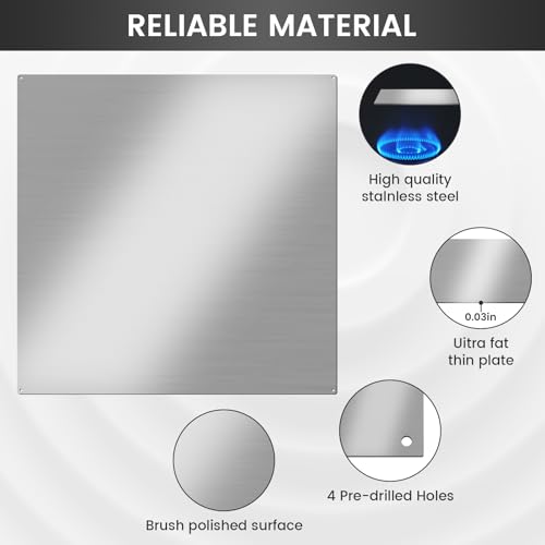 Image of 36 inchx24 inch Stainless Steel Backsplash - Pre-Drilled Stove Backsplash, Easy Install Flat Metal Panel for Kitchen Wall, Grease Resistant