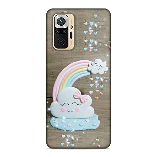 Image of Printed Mobile Back Hard Case Cover for Xiaomi Redmi Note 10 Pro Max | Smiley Cloud, Colourful Heart, Clay Art rainbow-2179