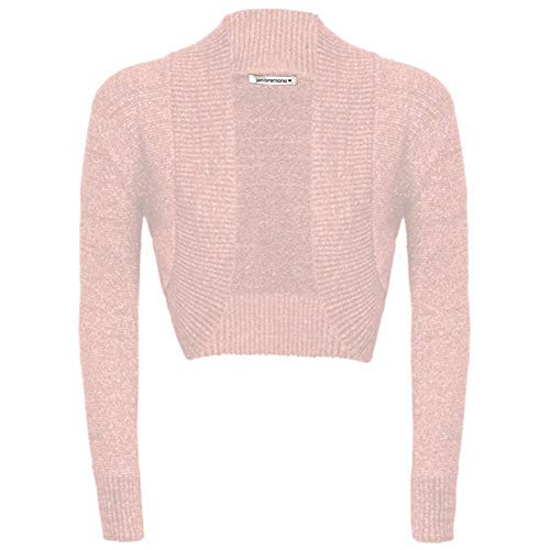 Janisramone Femmes Dames Brillant Lurex Tricoté Longue Manche Plaine Bolero Haussement D'épaules Crop Cardigan Court Haut Cover