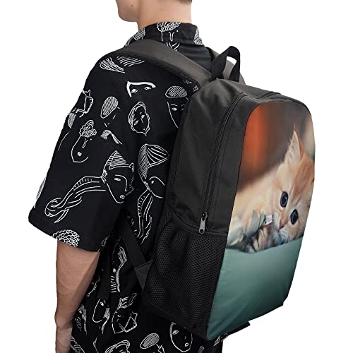 Sac à dos chat 17 pouces unisexe pour école et loisirs imprimé 3D - 4