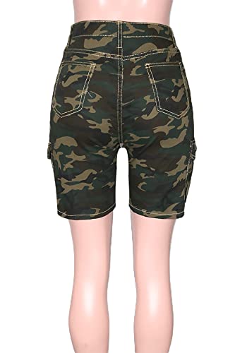 Voghtic Women's High Waisted Camo Cargo Shorts Casual Workout Outdoor Short Jeans #TOP4