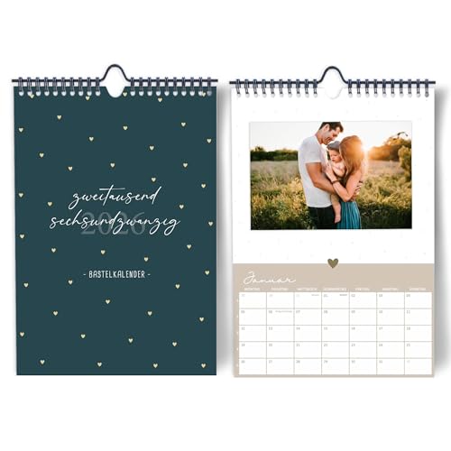Fotokalender 2026 zum selber gestalten I DIY Bastelkalender DIN A4 I Hochwertiger Wand-Kreativ-Kalender 2025 zum Selbstgestalten I Foto Bilder einkleben