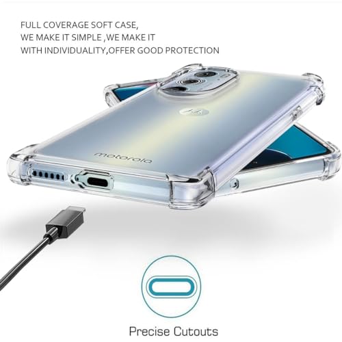 Image of Shockproof Crystal Clear Back Cover Case for Motorola Moto Edge 30 | 360 Degree Protection | Protective Design | Shockproof Hybrid Back Cover Case for Motorola Moto Edge 30 -Transparent