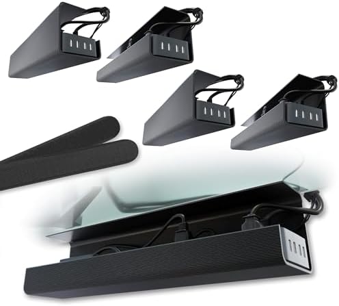 No-Screw Under Desk Cable Management Tray - Self-Adhesive Install...