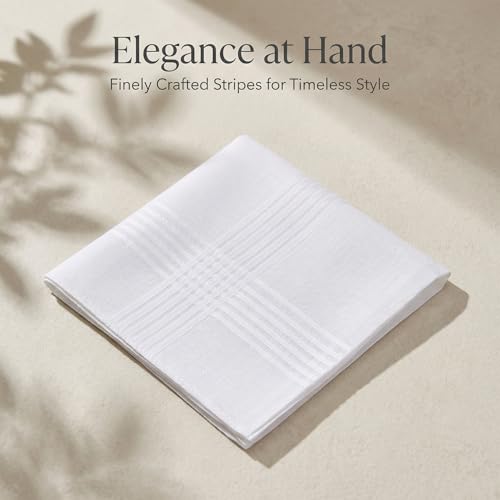 Image of Goaste 24 Pack White Cotton Handkerchiefs, 16 Inch Soft Pure Cotton Hankies for Men, Classic Pocket Square Towel with Hem for Suit, Gifting, Weddings, Tea Party, Father's Day