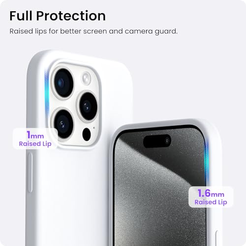 ORNARTO Compatible with iPhone 15 Pro Max Case 6.7", Slim Liquid Silicone 3 Layers Soft Gel Rubber Shockproof Protective Phone Cover with Anti-Scratch Microfiber Lining-White by ORNARTO - Image 4