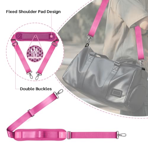 Image of 59 Inch Shoulder Straps, Soft with Ultra-Thick Fixed Shoulder Pad, Two Way Independently Adjustable Buckle Replacement Straps for Laptop Bag Messenger Bag Tool Bag Luggage,Rose Red
