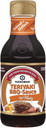 Kikkoman, Salsa Teriyaki BBQ con Miele, Salsa Marinata di Alta Qualità, a Base di Salsa di Soia, Salsa Agrodolce, Adatta per Insaporire Carne e Verdure alla Griglia, Bottiglietta da 250 ml