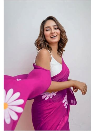 Image of Yashika Women's Georgette Floral Printed Saree With Unstitched Blouse Piece |saree for Women | New Sari | Saree