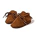 R&V Unisex Infant Baby Boys' Girls' Moccasins Soft Sole Tassels Prewalker Anti-Slip Toddler Shoes (S:0~6 Months, Bandage Tan)