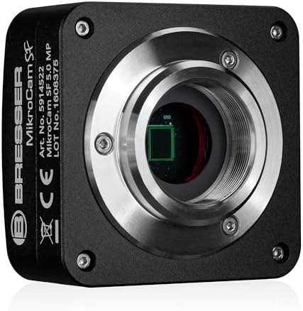 Bresser MikroCam SF 5.0 MP Mikroskopkamera Sony Sensor mit 26 fps | 2592 x 1944 Pixel, Live Messfunktion, Fokus Stacking, Mosaik, Zeitraffer, C Mount, USB 2.0, Adapter 23,2 30 30,5