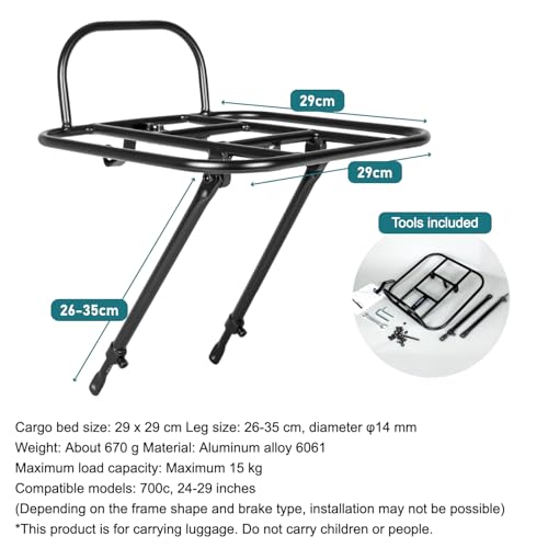 GORIX Bike Front Rack Carrier MTB Road Bicycle (GX-Rack) (Adjustable Length) - Thumbnail 6