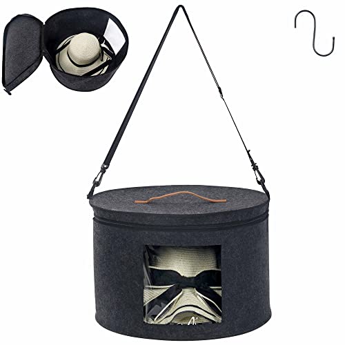 Affogato Hat Box, Hat Storage Box For Women & Men, Travel Hat Box With Handle And Hook, Stackable Felt Cowboy Hat Box With Dust-Proof Lid For Clothes Stuffed Animal Toy Storage Travel Bag #TOP6