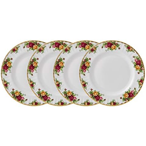 Royal Albert Old Country Roses 40034981 27cm Dinner Plates, Set of 4 White, Bone China, Multi Cover