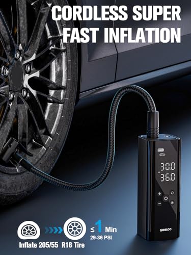 GOOLOO GT150 Tire Inflator Portable Air Compressor - Upgraded 150PSI & 2X Faster Air Pump for Car Tires with Auto-Shutoff, Cordless Air Pump for Cars, Bikes, Balls, Motorcycles, Bright LED Screen