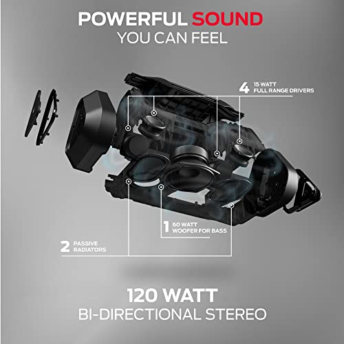 Monster Blaster 3.0 Portable Speaker, 120W Wireless Bluetooth, IPX5 Rechargeable Waterproof with USB Charge Out & Aux Input by Monster - Image 2