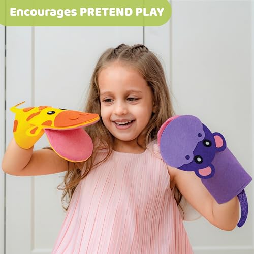 Jackinthebox Hand Puppet Making Kit - 6 Safari Animals Felt Puppet Craft Kit For Kids thumb #3