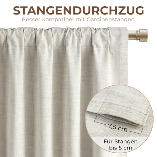 INOVADAY 100% Verdunklungsvorhänge 2 Stück 245 cm Lang,Vorhäng Blickdicht Thermovorhang Kälteschutz Vorhang Hellbeige,Gardinen Schlafzimmer Wohnzimmer,H 245 x B 140 cm