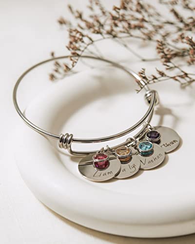 image for MignonandMignon Personalized Birthstone Bracelet Mother's Day Gift Nam