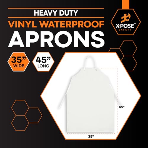 image for Xpose Safety Heavy Duty Vinyl Waterproof Aprons, White - For Home, Ind