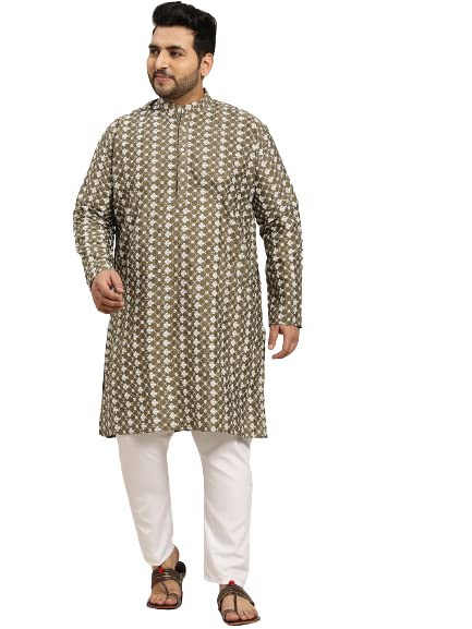 Image of SOJANYA (Since 1958, Men's Silk Blend Grey Kurta Pyjama & Silk Blend Jacket Combo