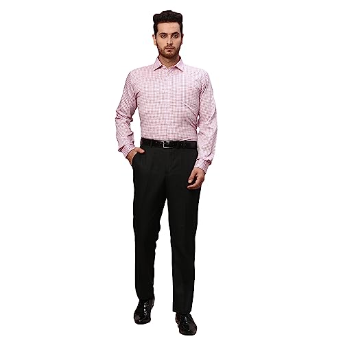Image of Park Avenue Men's Pure Cotton Checks Pattern Slim Fit Semi Cutaway Collar Full Sleeve Formal Shirt