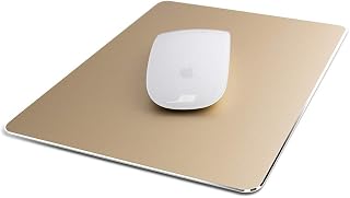 Metal Mouse Pad Ultra Thin Aluminum Mouse Mat Dual-Use Waterproof Fast and Accurate Control for Gaming and Office(Small Gold 9.05X7.08 inch)