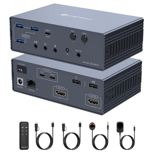 DGYBDFC KVM Switch 2 Monitors 2 Computers, Dual Extended Display Hub Compatible with MacBook M1/M2/M3, 16-in-1 Docking Station 10Gbps Data, WFH Setup with Gigabit Ethernet (No PD) by DGYBDFC - Used condition - US$221.26