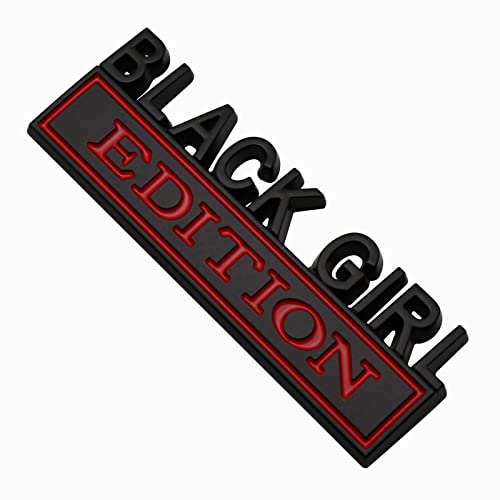 Image of 2Pc Black Girl Edition Emblem 3D Fender Badge Car Truck Decal Fit for Car Truck SUV (Black Red)