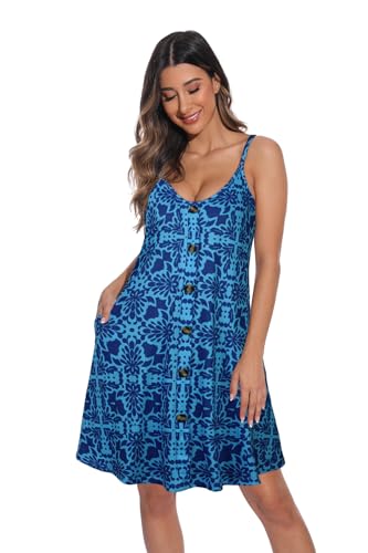 Image of JOELLYUS Summer Dresses for Women Spaghetti Strap Button Down Casual Sundress Beach Cover Up Dress with Pockets 2026