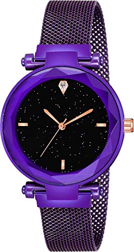 Acnos® Premium 4 Point Purple Color with Trending Magnetic Analogue Metal Strap Watch for Girls and Womens Pack of - 1(P-190) (B08966QZ72) Amazon Price History, Amazon Price Tracker